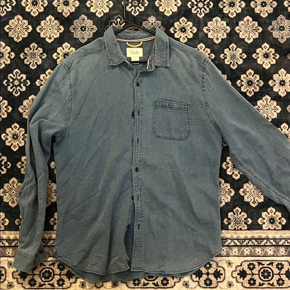 Koto Men's Casual Button-Down Shirt in Washed Blue